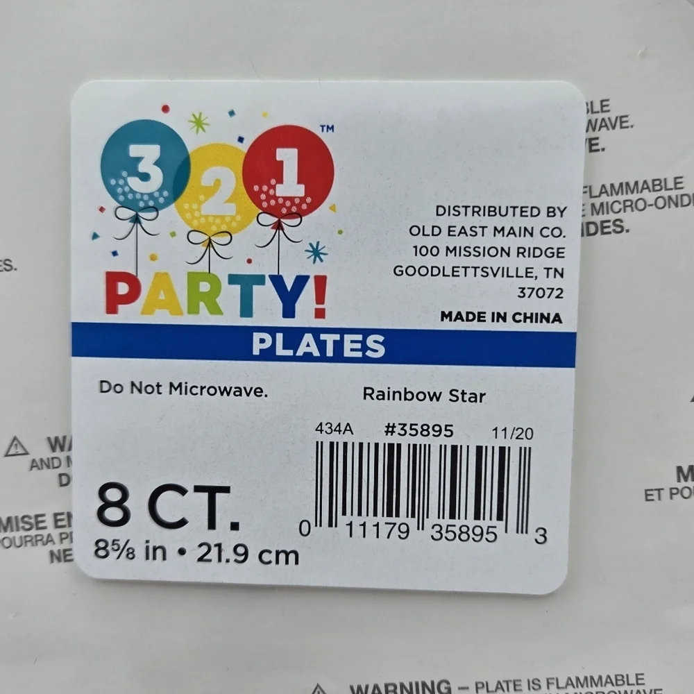 321 Party! Rainbow Star Round Party Plate 8 ct